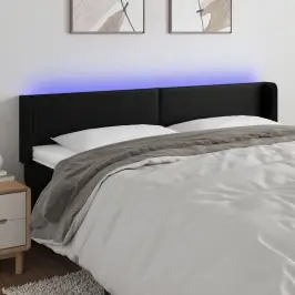Gultas Galvgalis Ar Led, 183X16X78/88 Cm, Melna Mākslīgā Āda Vidaxl