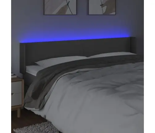 Gultas Galvgalis Ar Led, 183X16X78/88 Cm, Pelēka Mākslīgā Āda Vidaxl