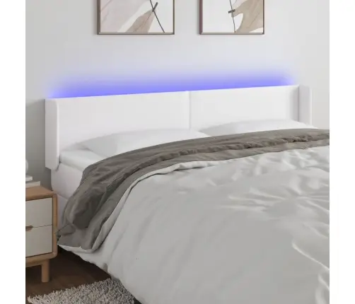 Led-Voodipeats, Valge, 203X16X78/88 cm Kunstnahk