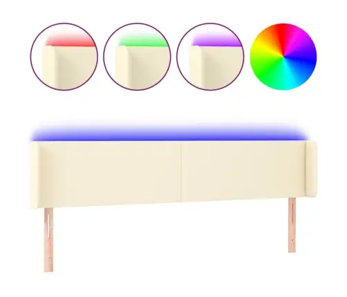 Gultas Galvgalis Ar Led, 203X16X78/88 Cm, Krēmkrāsas Vidaxl