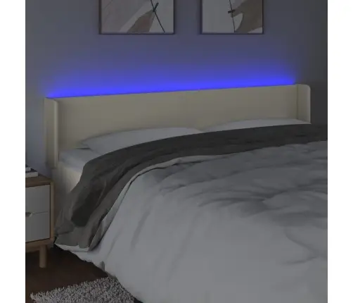 Gultas Galvgalis Ar Led, 203X16X78/88 Cm, Krēmkrāsas Vidaxl