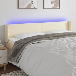 Gultas Galvgalis Ar Led, 203X16X78/88 Cm, Krēmkrāsas Vidaxl