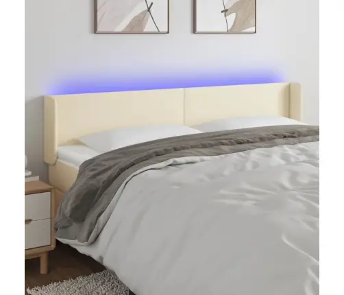 Gultas Galvgalis Ar Led, 203X16X78/88 Cm, Krēmkrāsas Vidaxl