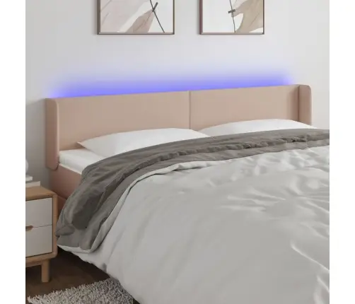 Gultas Galvgalis Ar Led, 203X16X78/88 Cm, Kapučīno Mākslīgā Āda  Vidaxl