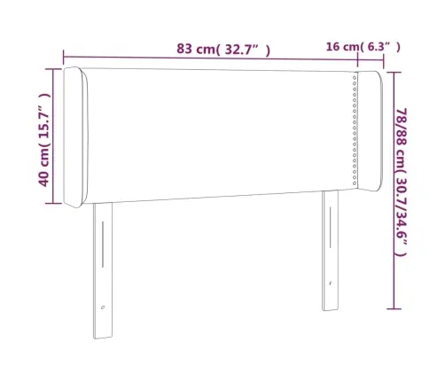 Gultas Galvgalis Ar Led, 83X16X78/88 Cm, Tumši Pelēks Audums Vidaxl