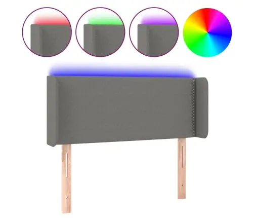 Gultas Galvgalis Ar Led, 93X16X78/88 Cm, Tumši Pelēks Audums Vidaxl