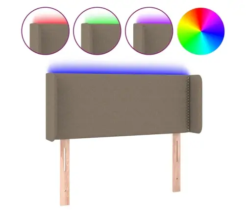 Gultas Galvgalis Ar Led, 93X16X78/88 Cm, Pelēkbrūns Audums Vidaxl