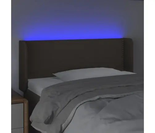 Gultas Galvgalis Ar Led, 93X16X78/88 Cm, Pelēkbrūns Audums Vidaxl
