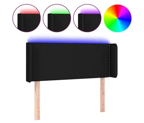 Gultas Galvgalis Ar Led, 103X16X78/88 Cm, Melns Audums Vidaxl