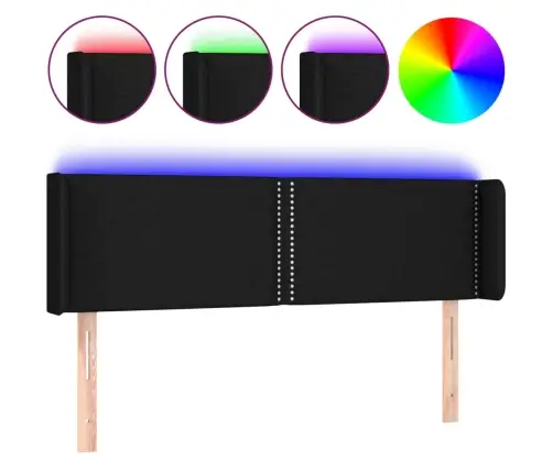 Gultas Galvgalis Ar Led, 147X16X78/88 Cm, Melns Audums Vidaxl