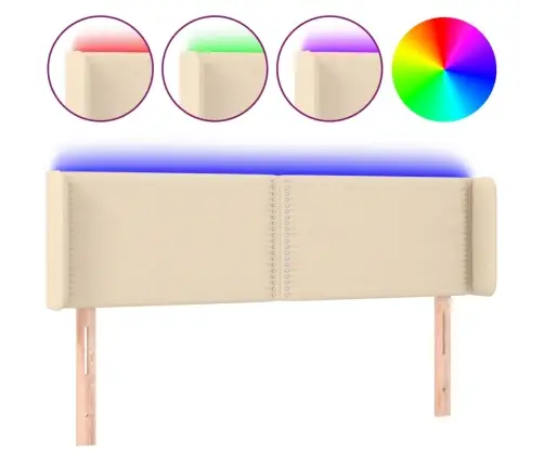 Gultas Galvgalis Ar Led, 147X16X78/88 Cm, Krēmkrāsas Audums Vidaxl