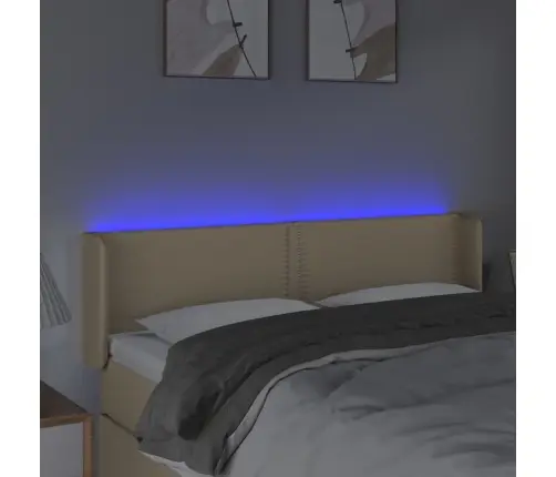 Gultas Galvgalis Ar Led, 147X16X78/88 Cm, Krēmkrāsas Audums Vidaxl