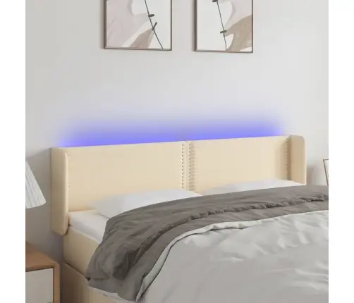 Gultas Galvgalis Ar Led, 147X16X78/88 Cm, Krēmkrāsas Audums Vidaxl