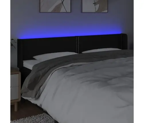 Gultas Galvgalis Ar Led, 163X16X78/88 Cm, Melns Audums Vidaxl
