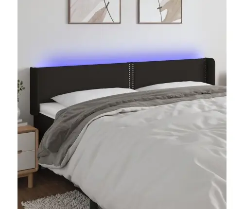 Gultas Galvgalis Ar Led, 163X16X78/88 Cm, Melns Audums Vidaxl