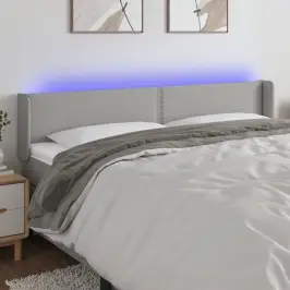 Gultas Galvgalis Ar Led, 183X16X78/88 Cm, Gaiši Pelēks Audums Vidaxl