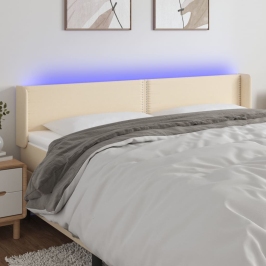 Gultas Galvgalis Ar Led, 183X16X78/88 Cm, Krēmkrāsas Audums Vidaxl
