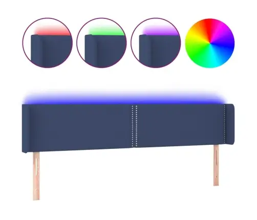 Gultas Galvgalis Ar Led, 183X16X78/88 Cm, Zils Audums Vidaxl