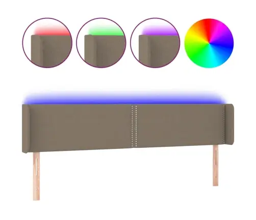 Galvūgalis Su Led, Taupe Spalvos, 203X16X78/88cm Audinys