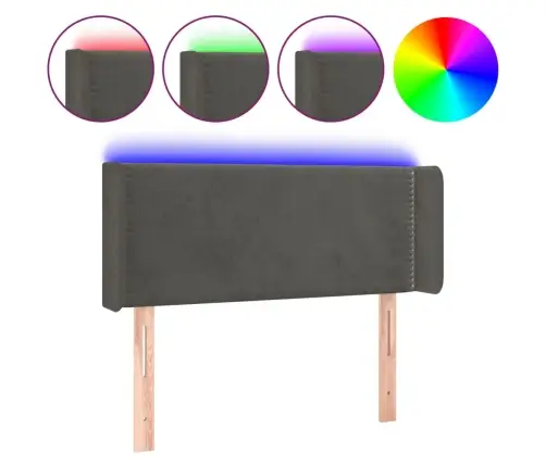 Gultas Galvgalis Ar Led, 103X16X78/88 Cm, Tumši Pelēks Samts Vidaxl