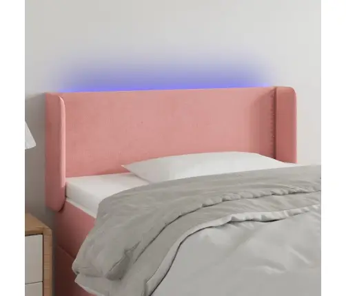 Galvūgalis Su Led, Rožinės Spalvos, 103X16X78/88cm Aksomas