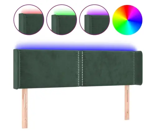 Galvūgalis Su Led, Tamsiai Žalias, 147X16X78/88cm Aksomas