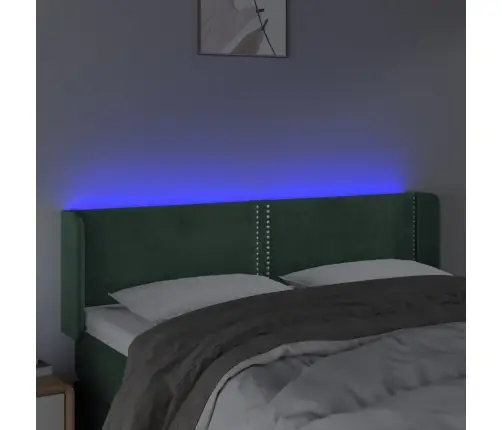 Galvūgalis Su Led, Tamsiai Žalias, 147X16X78/88cm Aksomas