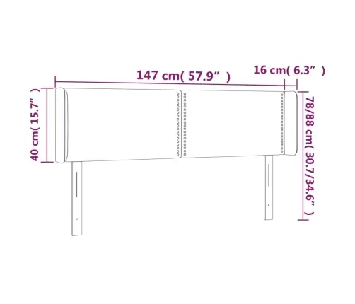 Led-Voodipeats, Tumesinine, 147X16X78/88 cm Samet