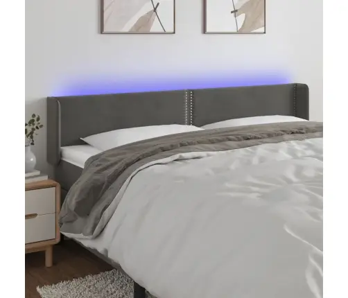 Galvūgalis Su Led, Tamsiai Pilkas, 183X16X78/88cm Aksomas