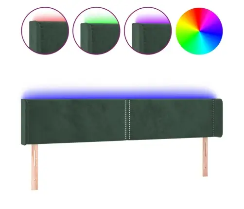 Gultas Galvgalis Ar Led, 183X16X78/88 Cm, Tumši Zaļš Samts Vidaxl