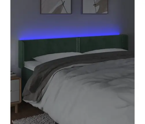 Gultas Galvgalis Ar Led, 183X16X78/88 Cm, Tumši Zaļš Samts Vidaxl