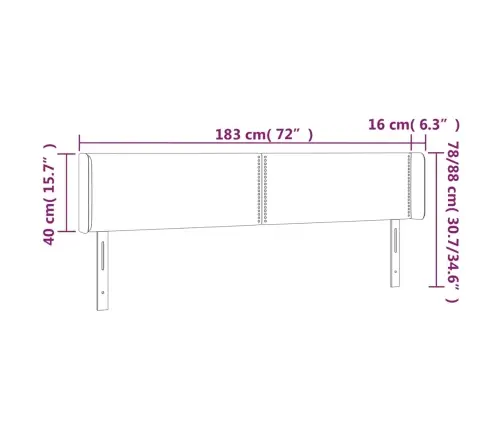 Gultas Galvgalis Ar Led, 183X16X78/88 Cm, Tumši Zaļš Samts Vidaxl