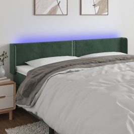 Gultas Galvgalis Ar Led, 183X16X78/88 Cm, Tumši Zaļš Samts Vidaxl