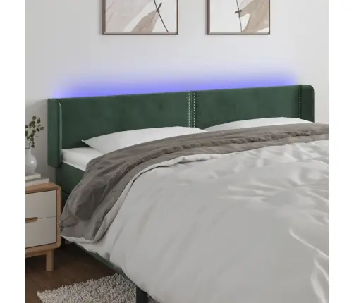 Gultas Galvgalis Ar Led, 183X16X78/88 Cm, Tumši Zaļš Samts Vidaxl