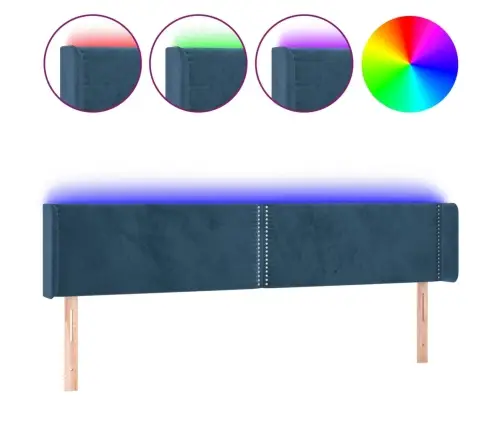 Gultas Galvgalis Ar Led, 183X16X78/88 Cm, Tumši Zils Samts Vidaxl