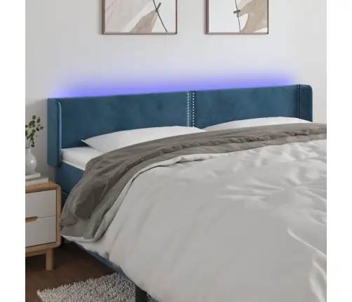 Gultas Galvgalis Ar Led, 183X16X78/88 Cm, Tumši Zils Samts Vidaxl