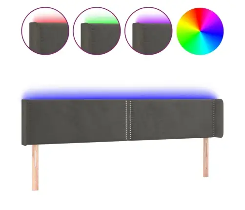 Led-Voodipeats, Tumehall, 203X16X78/88 cm Samet