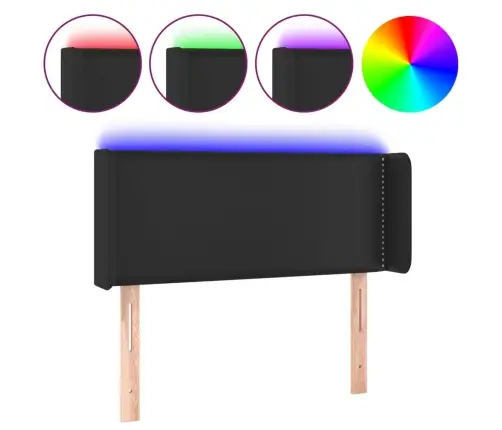 Galvūgalis Su Led, Juodos Spalvos, 83X16X78/88cm Dirbtinė Oda