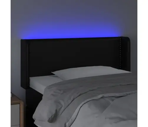Gultas Galvgalis Ar Led, 93X16X78/88 Cm, Melna Mākslīgā Āda Vidaxl