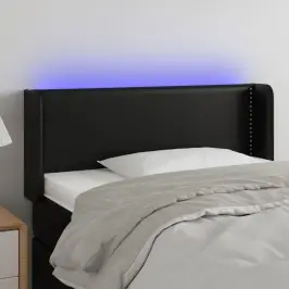 Gultas Galvgalis Ar Led, 93X16X78/88 Cm, Melna Mākslīgā Āda Vidaxl