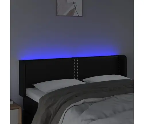 Gultas Galvgalis Ar Led, 147X16X78/88 Cm, Melna Mākslīgā Āda Vidaxl