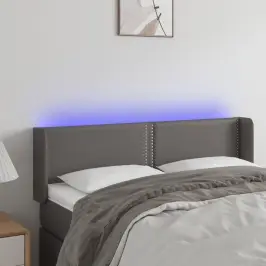 Gultas Galvgalis Ar Led, 147X16X78/88 Cm, Pelēka Mākslīgā Āda Vidaxl