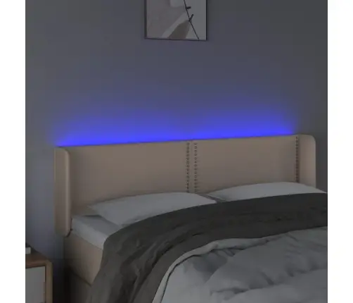 Gultas Galvgalis Ar Led, 147X16X78/88 Cm, Kapučīno Mākslīgā Āda Vidaxl