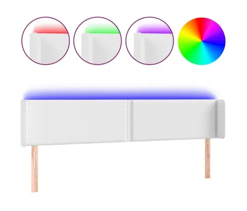 Galvūgalis Su Led, Baltos Spalvos, 163X16X78/88cm Dirbtinė Oda