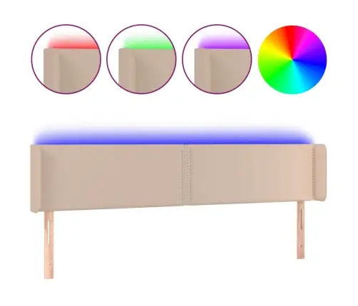 Gultas Galvgalis Ar Led, 183X16X78/88 Cm, Kapučīno Mākslīgā Āda Vidaxl