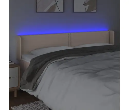 Gultas Galvgalis Ar Led, 183X16X78/88 Cm, Kapučīno Mākslīgā Āda Vidaxl