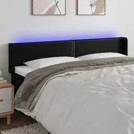 Gultas Galvgalis Ar Led, 203X16X78/88 Cm, Melna Mākslīgā Āda Vidaxl
