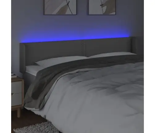 Gultas Galvgalis Ar Led, 203X16X78/88 Cm, Pelēka Mākslīgā Āda Vidaxl