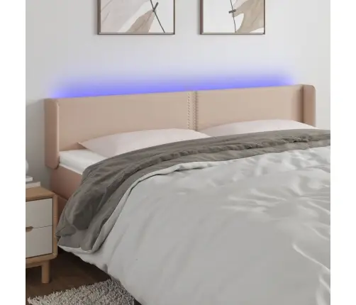 Gultas Galvgalis Ar Led, 203X16X78/88 Cm, Kapučīno Mākslīgā Āda Vidaxl