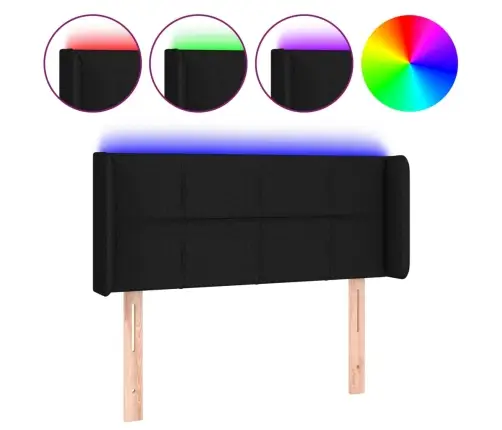 Gultas Galvgalis Ar Led, 83X16X78/88 Cm, Melns Audums Vidaxl